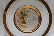 25th Wedding anniversary gift plate 24 kt gold