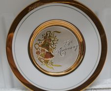25th Wedding anniversary gift plate 24 kt gold