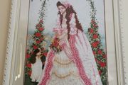 Handmade Cross Stitch Embroidy - Girl with dog
