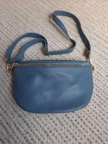 NEW Blue Leather Cross Body Bag