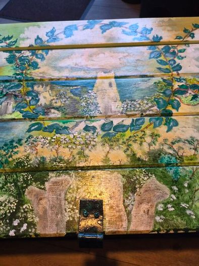 original hand painted wooden chest