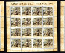 2001 Ireland Kinsale 1601 - Nine Years Wars (Irish Pikeman, English Cavalry, Spanish Pikeman & Kinsale) Stamp Sheetlet Plate 1B1B1B1B Mint Never Hinged (MNH).