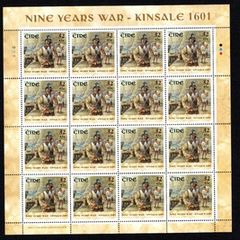 2001 Ireland Kinsale 1601 - Nine Years Wars (Irish Pikeman, English Cavalry, Spanish Pikeman & Kinsale) Stamp Sheetlet Plate 1B1B1B1B Mint Never Hinged (MNH).