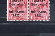 Ireland June 1922 Harrison Coils 1d Scarlet Sg27 Horizontal Pair MH