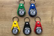 Brand new synthetic leather CZ key ring with shopping trolley token/coin
