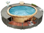 Spa Surround Grey Poly Rattan