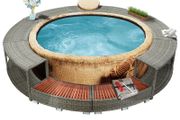 Spa Surround Grey Poly Rattan