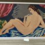 Vintage  Tapestry Bedroom Wall Hanging Floral Decor framed  in a nice moulded grey frame . Image 3