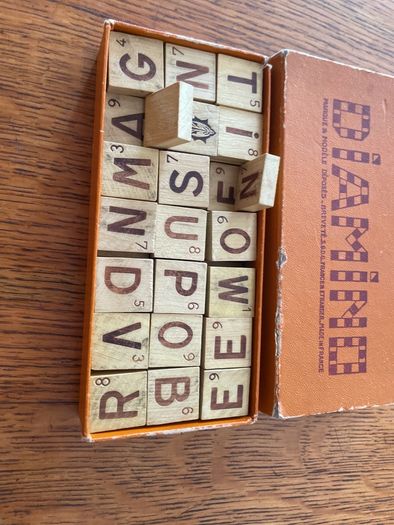 Vintage mid-century wooden dominoes  boxed