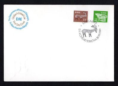 1980 Ireland 12p dog and 13p stag Gerl Definitive Stamp series First Day Cover (FDC) with Cork Pictorial Cancel