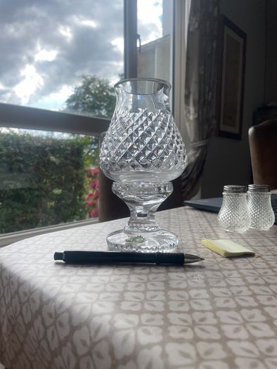 waterford crystal tea light holder with etching