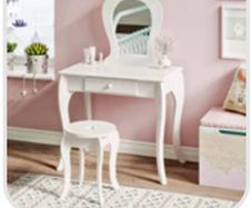 Vanity Table with Mirror & Stool