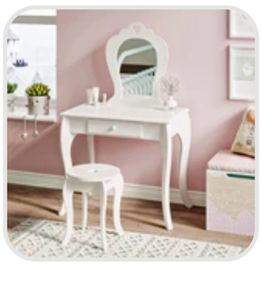 Vanity Table with Mirror & Stool