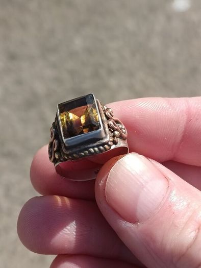 Large Green Citrine Sterling Silver Ring