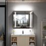 Bathroom Mirror Cabinet with LED Lights, Anti-Fog, Colour Changing & Touch Sensor, Aluminium Double Door, 650x600mm Dimmable, Shaver Socket Image 2
