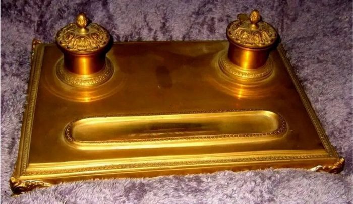 Early Victorian Brass Inkstand