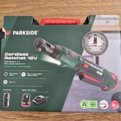 Parkside X12V Cordless Ratchet + Square Adaptor 3/8 To 1/2 Inch + Battery + Charger. DIY Household Tools 2AH X12V batteries 2.4A X12V chargers Cordless Led Work Light, Performance Series 2.5AH 5AH X12V batteries 6.0A X12V Fast Chargers .Closing down sale