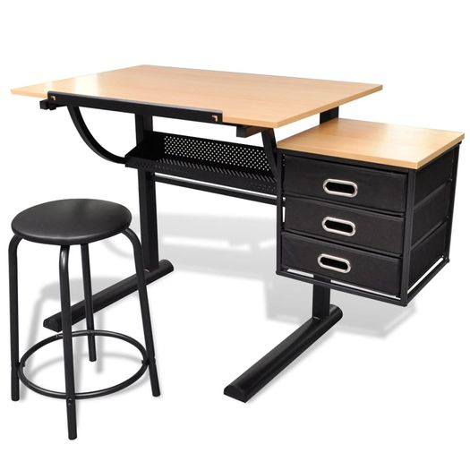 New New Drawing Table with Stool (Three Drawers)