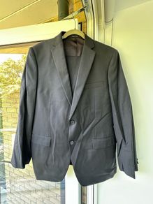 Calvin Klein Mens 100 Wool Suit Jacket Size 52R Black Excellent Condition
