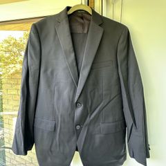 Calvin Klein Mens 100 Wool Suit Jacket Size 52R Black Excellent Condition