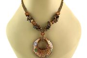 Vintage Tigers eye Necklace with Murano glass pendant