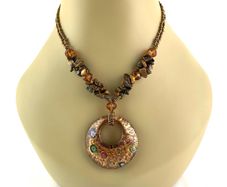 Vintage Tigers eye Necklace with Murano glass pendant