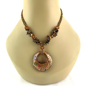 Vintage Tigers eye Necklace with Murano glass pendant