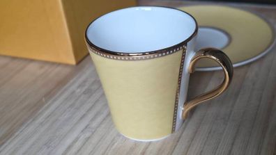 Royal Collection Trust Imperial Russian Faberge Coffee Cup & Saucer - Yellow - New In Box