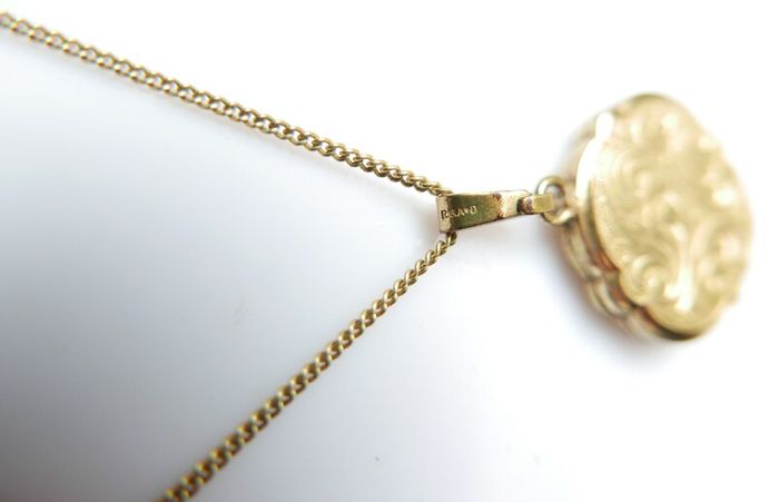 Edwardian Revival Gold Plated Engraved Fern Locket, Andreas Daub