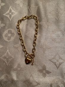 Italian Yellow Gold Bracelet 375 with heart lock