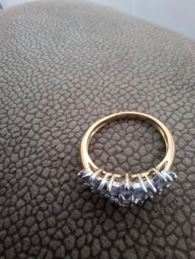 Vintage Gold Ring with Blue Atones