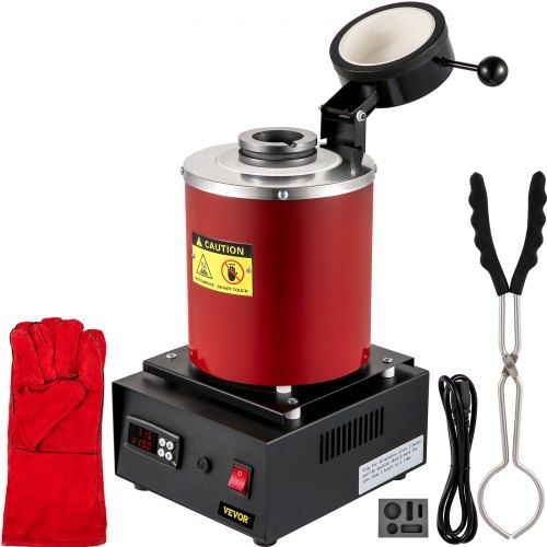 Electric Melting Furnace, 3KG Digital Electric Melting Furnace, 1750W 1150C /2102 F Gold Smelter Furnace W/ Graphite Crucible & Ingot Die for Processing of Melting Gold, Silver, Copper, Aluminum