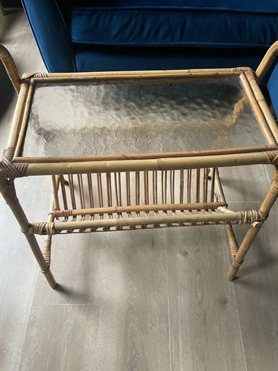 Bamboo and glass table and magazine rack