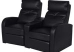 2-Seater  Home Cinema TV Recliner Chair Faux Leather with extended foot rest and lowered backrest