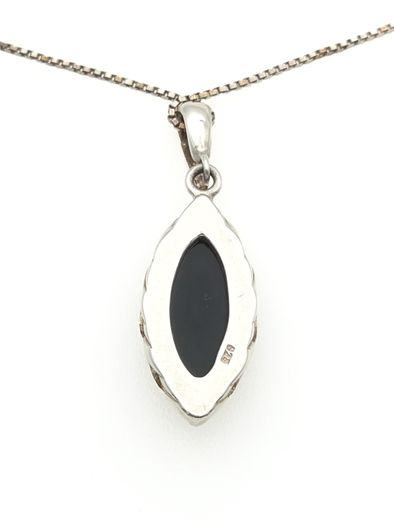 Vintage 925 Sterling Silver & Natural Dark Green Amber Necklace