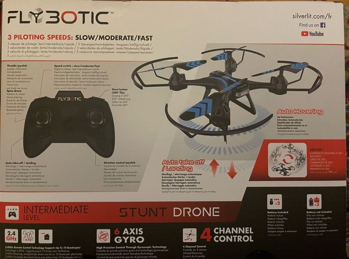Brand new in sealed box Flybotic stunt drone.  FLYBOTIC offers an intuitive, fun flying experience, perfect for children and teenagers from 8 years old.  See pictures for more details