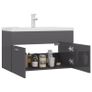 Sink Cabinet with Built-in Basin High Gloss Grey Chipboard Image 3