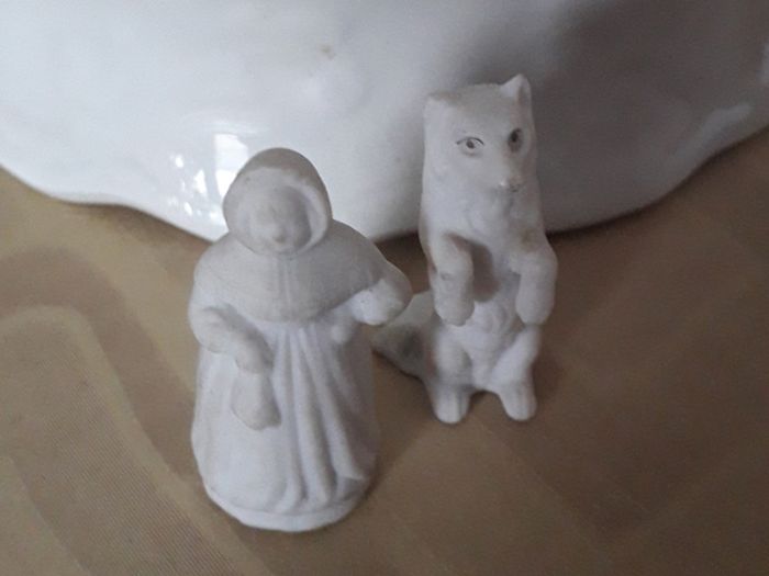 Two Antique - Victorian Bisque - Miniature Figurines