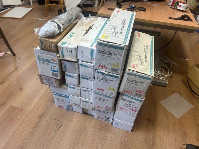 Job lot of toners drums and waste bottles for Oki ES3640