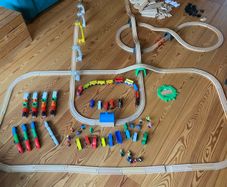 Large Wooden Railway Bundle Trains, Track, Bridges, Vehicles, Accessories