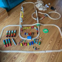Large Wooden Railway Bundle Trains, Track, Bridges, Vehicles, Accessories