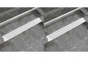 Linear Shower Drain 2 pcs Wave 830x140 mm Stainless Steel