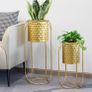 Set of 2 Indoor Outdoor Decorative Planters with Stand for Plants 65.5 & 45.5cm Tall Morden Flower Pot Stand for Dining Room Kitchen Office Garden Patio Wedding (Golden Honeycomb Stamping) Image 5