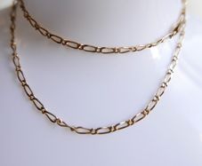 Vintage Solid 9Ct Yellow Gold 375 Figaro Necklace Chain ,  length 16" - 3,7g