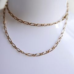 Vintage Solid 9Ct Yellow Gold 375 Figaro Necklace Chain ,  length 16" - 3,7g