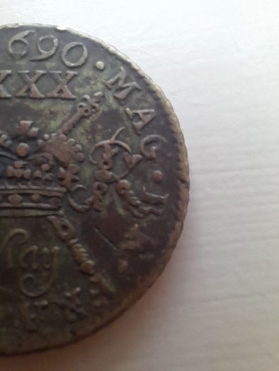 May  1690 Gunmoney Halfcrown .