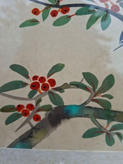Vintage East Asian Silk Handpainted Painting