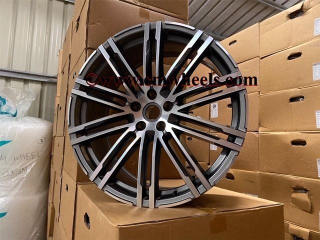 21" Inch Porsche Macan Turbo Style Alloy Wheels Gunmetal polished 5x112 66.6