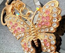 Keychain with White, Pink & Multi Colour Austrian Crystal