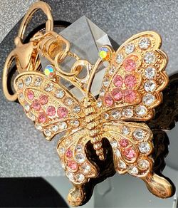 Keychain with White, Pink & Multi Colour Austrian Crystal